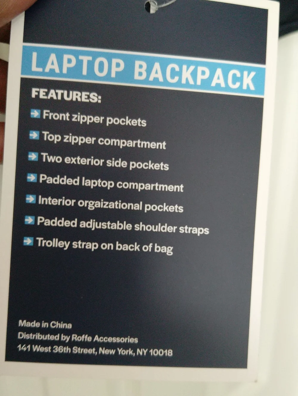 Duchamp London Two-Tone Navy and Light Gray Laptop School Backpack NWT